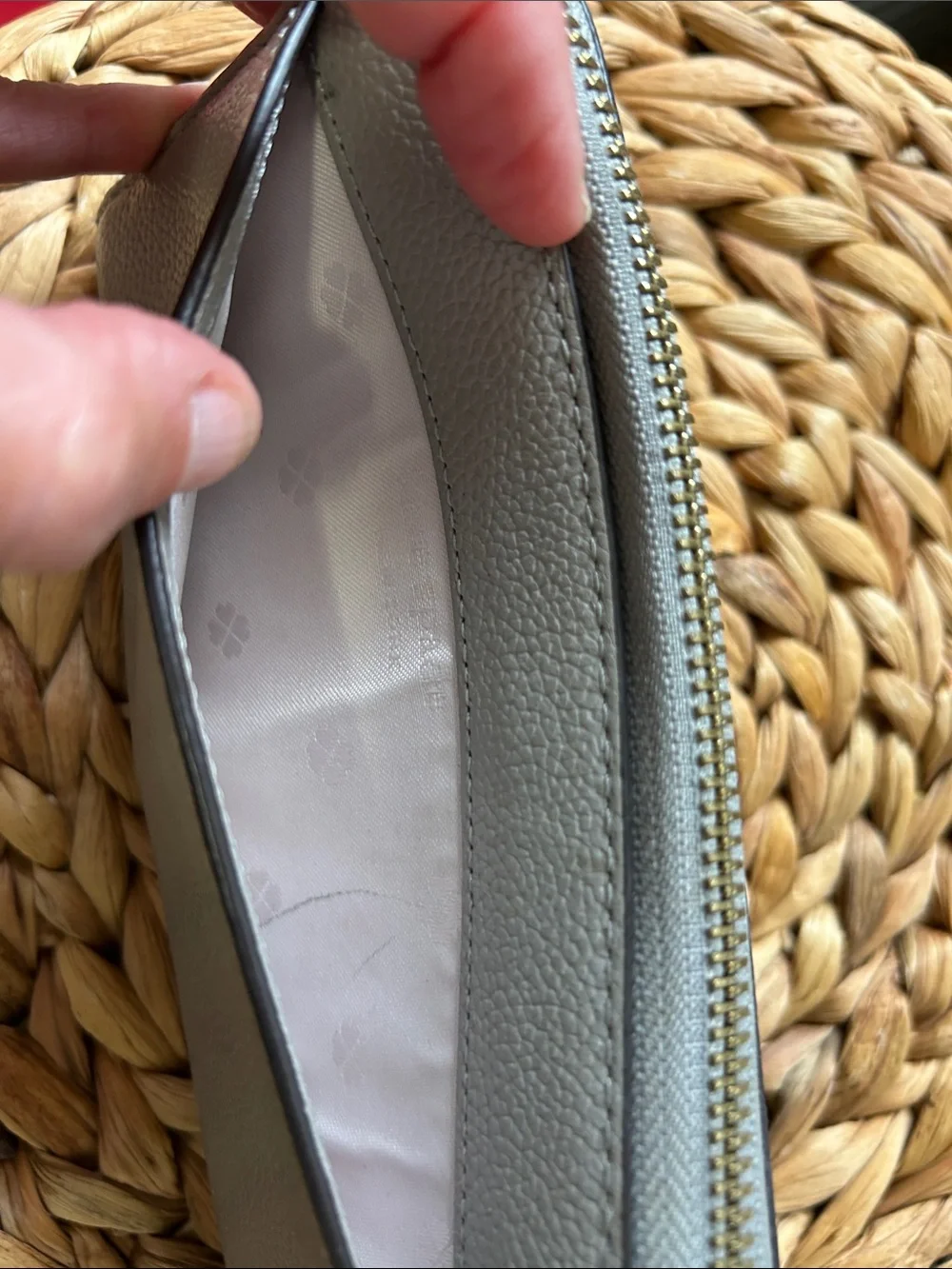 Leather Zipper Wallet Case - Gray